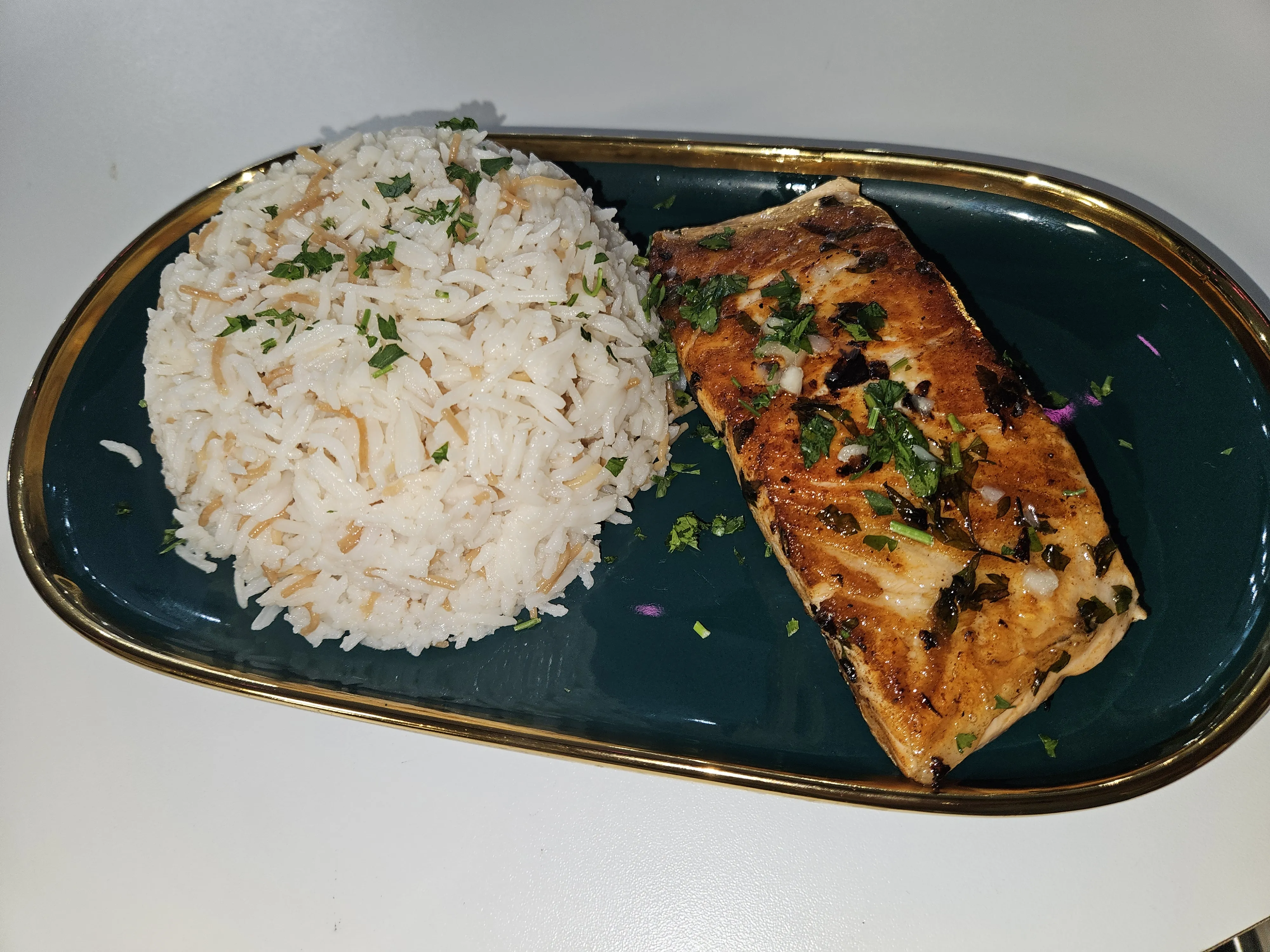 Zalm filet rijst