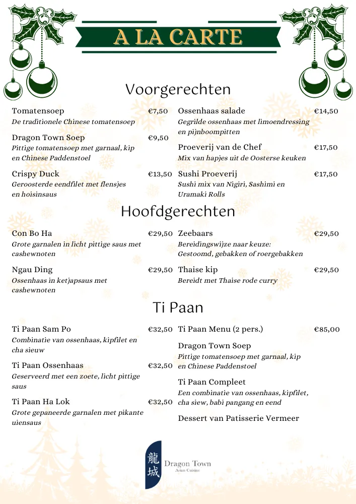 Kerst à la carte bij Dragon Town